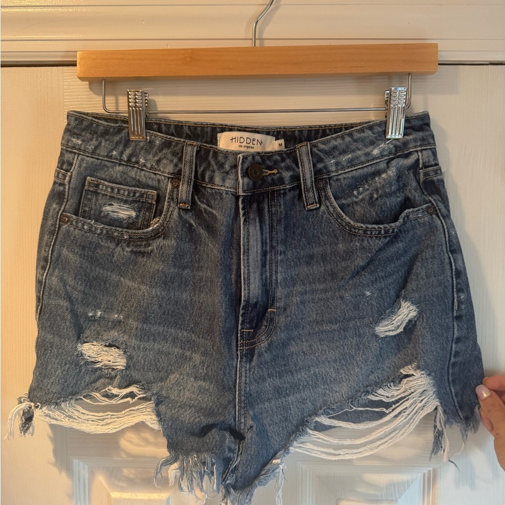 Hidden Women's Distressed Denim Shorts - Blue